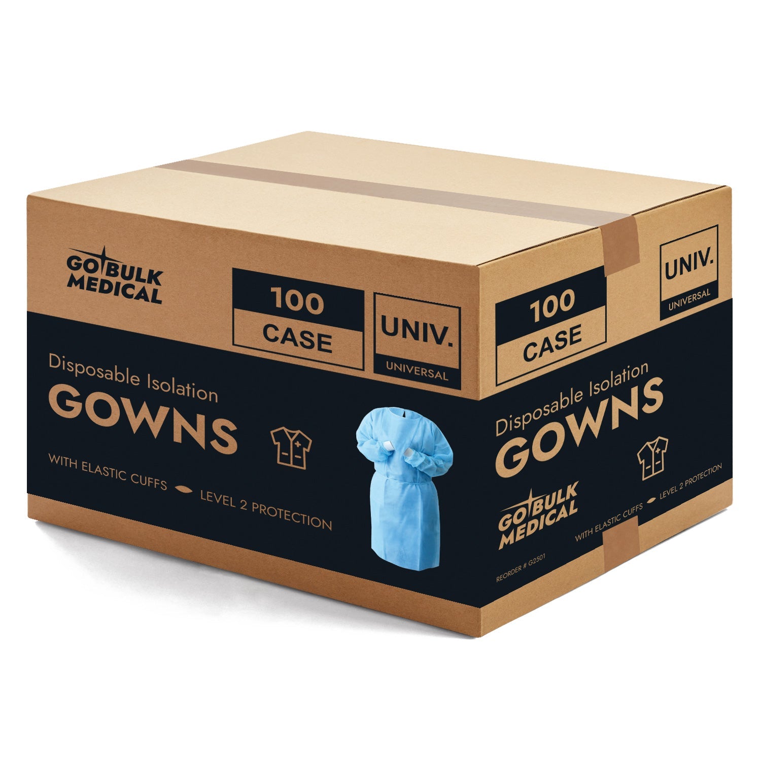 Pallet Disposable Isolation Gowns with Elastic Cuffs - 30 Cases (3,000 Gowns) Blue - Universal Size Level 2 PP/PE - Blue