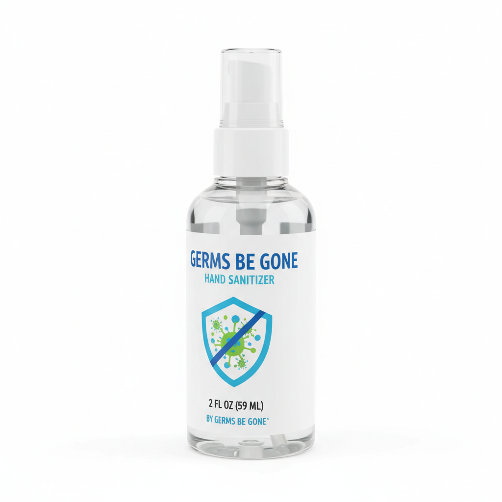 Germs Be Gone Hand Sanitizer - 2oz - angled view showing packaging