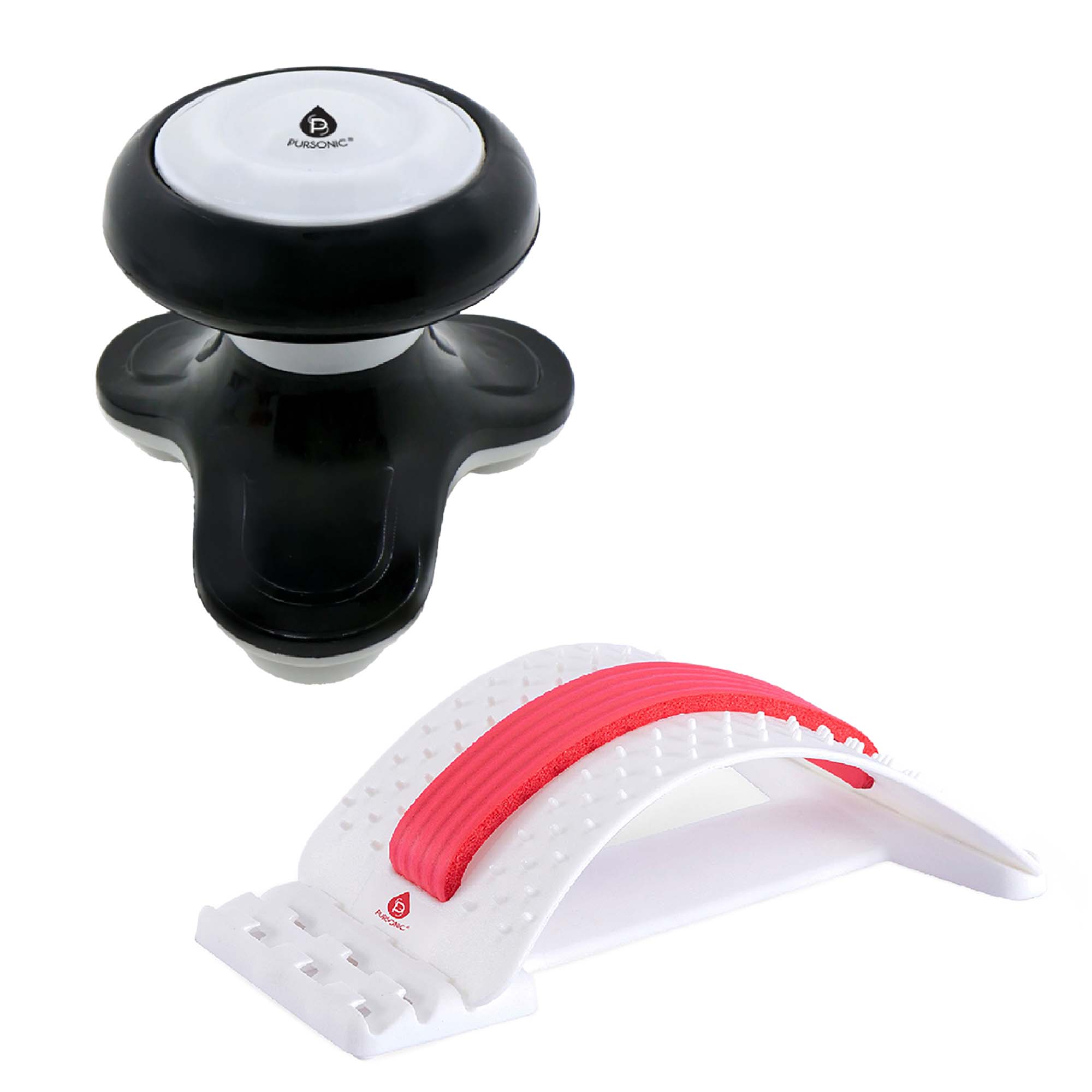 Pursonic Total Body Relaxation Bundle: Handheld Electric Sport Massager + Back Stretching Device by Pursonic