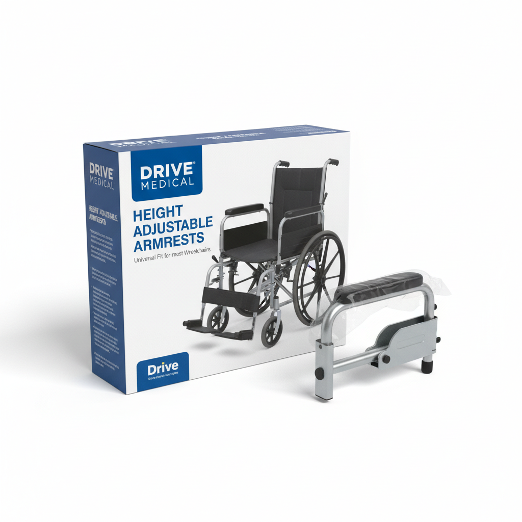 Height Adjustable Armrests - angled view showing packaging