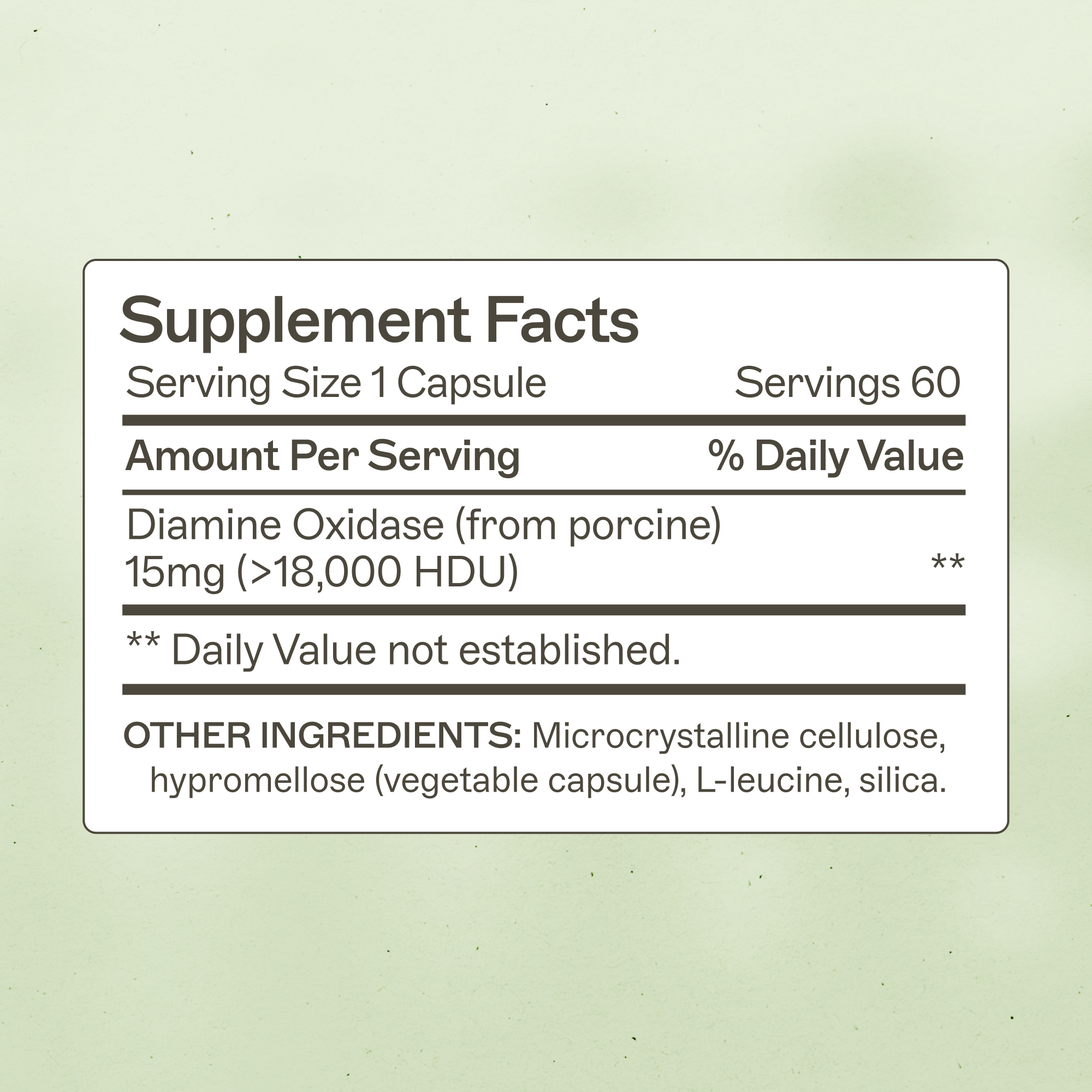 AMMD Histazyme Supplement Facts Panel