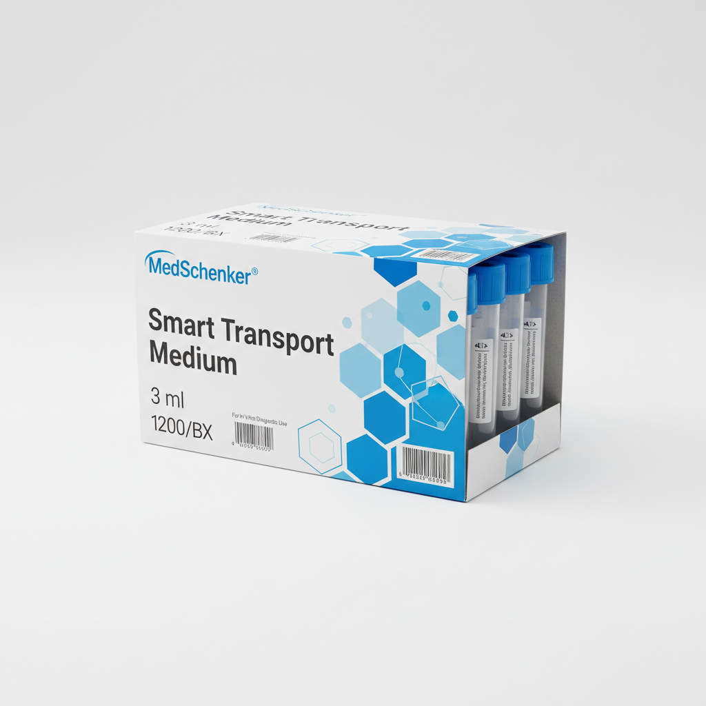 MedSchenker® Smart Transport Medium 3 ml 1200/BX - angled view showing packaging