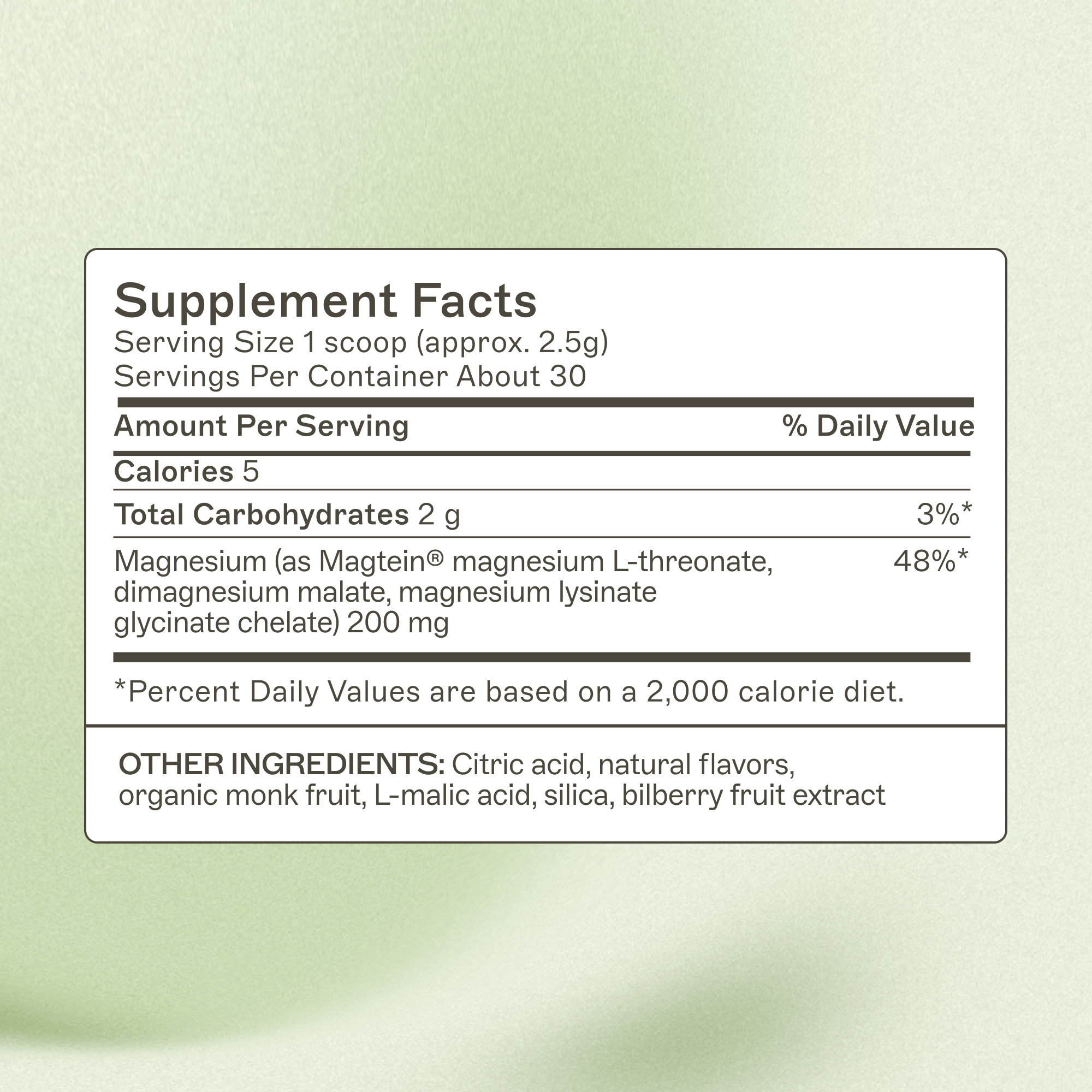 AMMD NueroCalm Mag Supplement Facts Panel