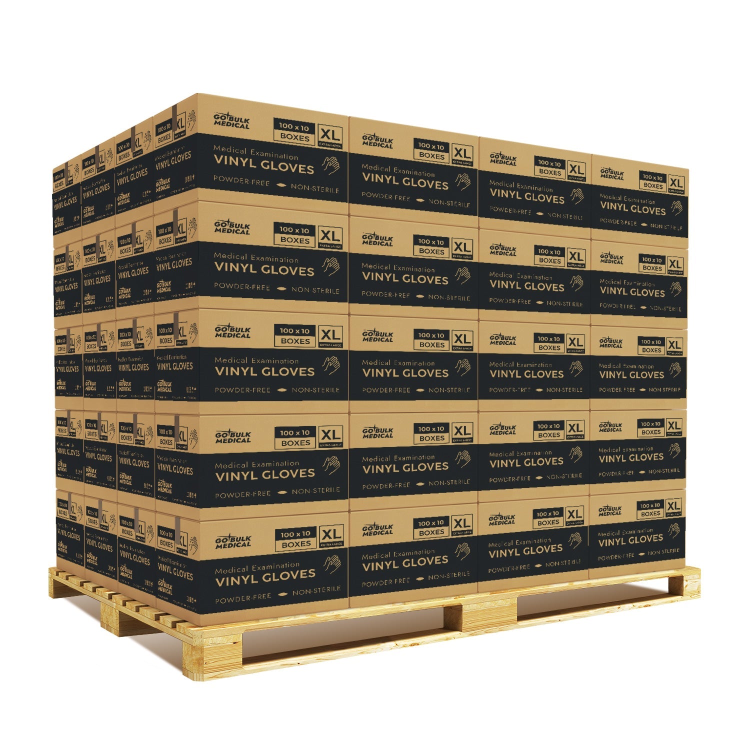 Pallet Vinyl Exam Gloves Case of 100 Cases(100,000 Gloves) Powder-Free Disposable Gloves - Clear