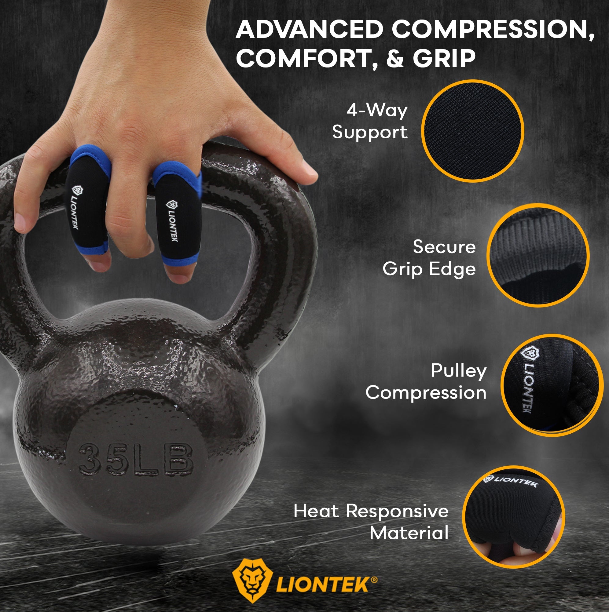 LIONTEK Single Finger Sleeve Pair - Sports Compression Finger Sleeve for BJJ, MMA, Basketball, Weight Lifting, and More by Liontek