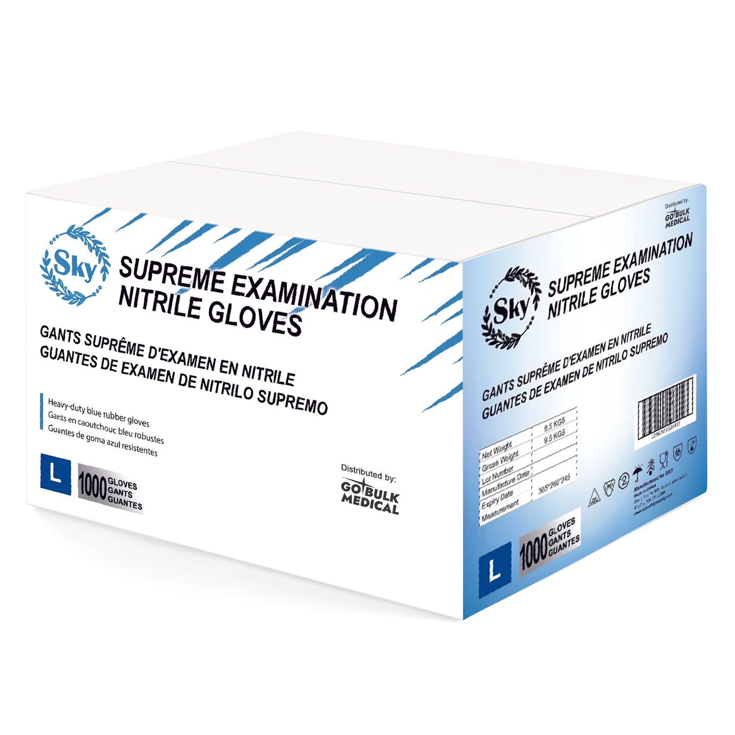Sky Pallet Nitrile Exam Gloves of 100 Cases(100,000 Gloves) 4 mil Thick Powder-Free Heavy Duty Disposable Blue Gloves