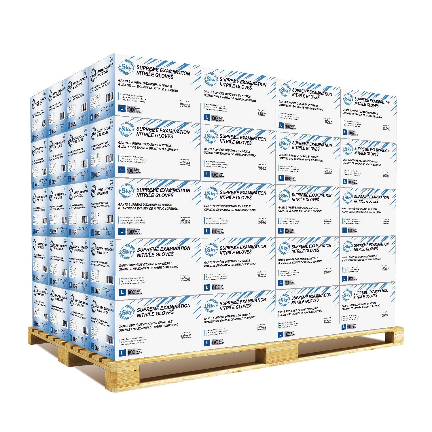Sky Pallet Nitrile Exam Gloves of 100 Cases(100,000 Gloves) 4 mil Thick Powder-Free Heavy Duty Disposable Blue Gloves