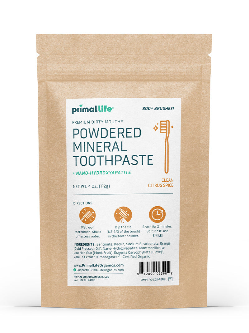 Toothpowder / Powdered Mineral Toothpaste by Primal Life Organic II LLC