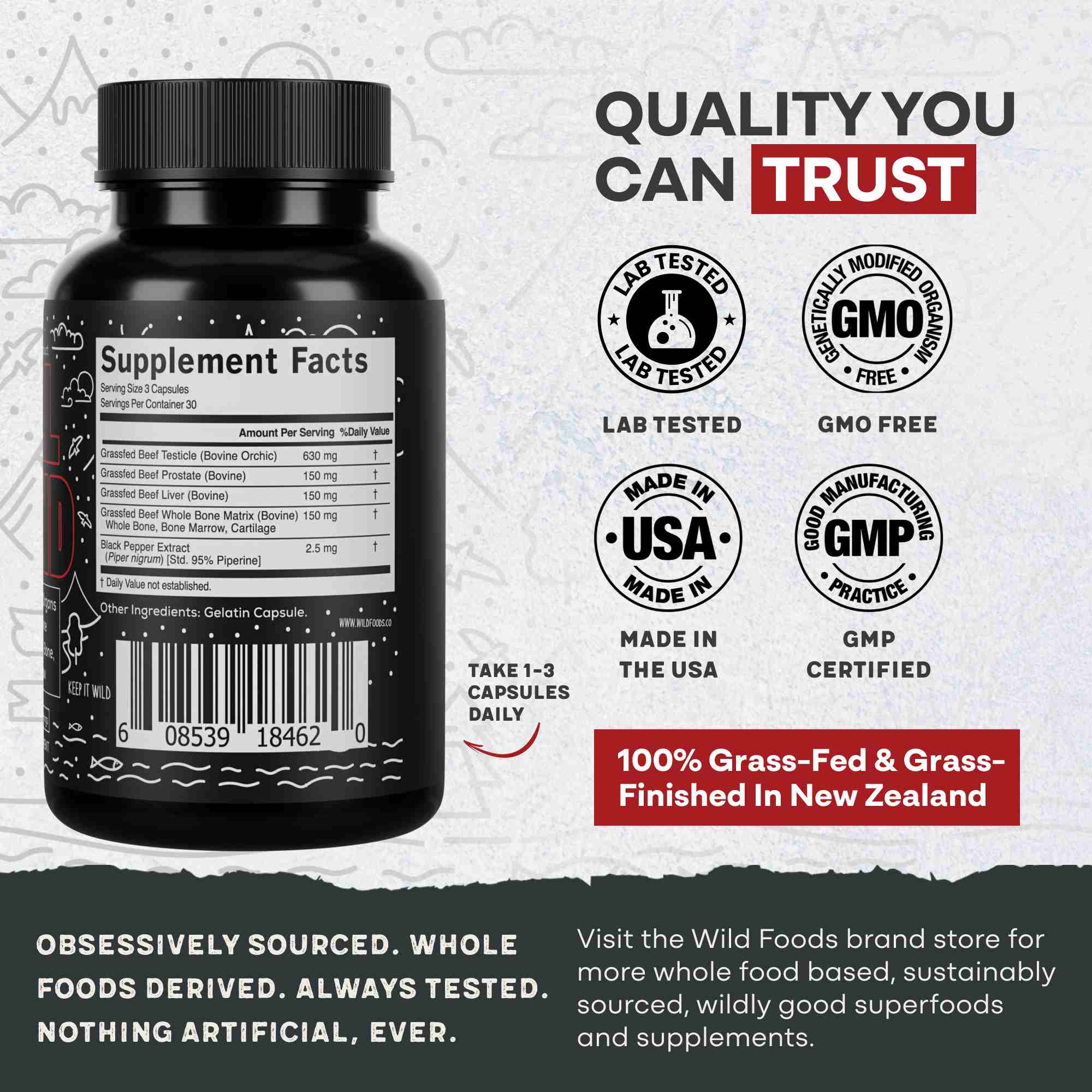 Bull Blend, 30 servings – Natural Male Hormone & Energy Support by Wild Foods