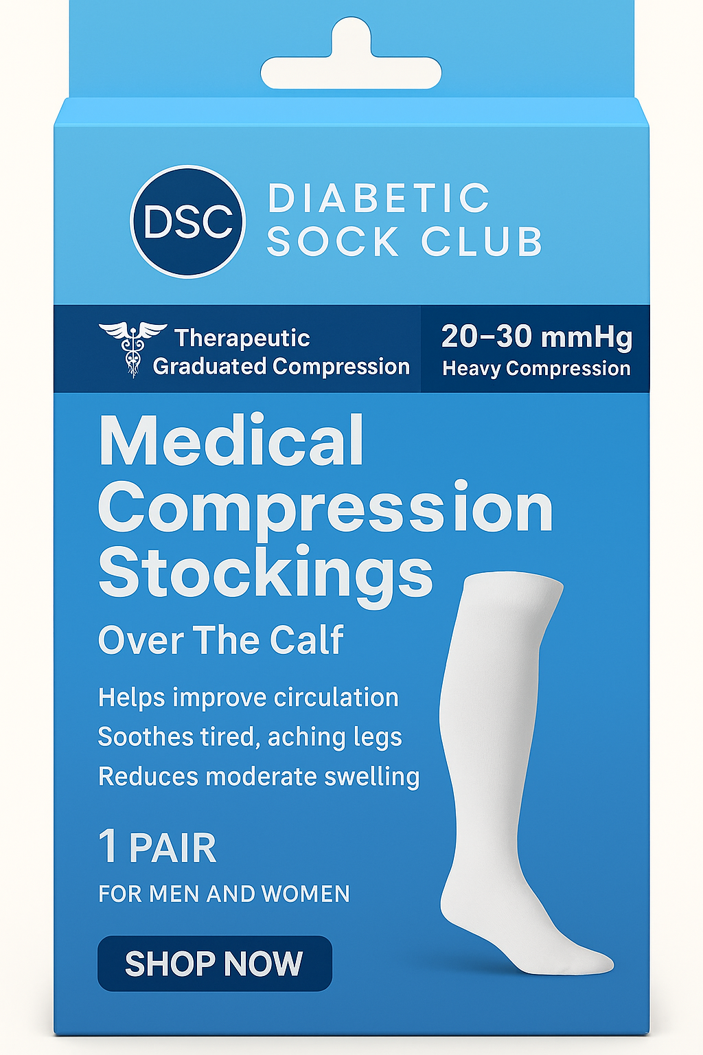 Women's Over The Calf Compression Stocking Socks (1 Pair) by DIABETIC SOCK CLUB