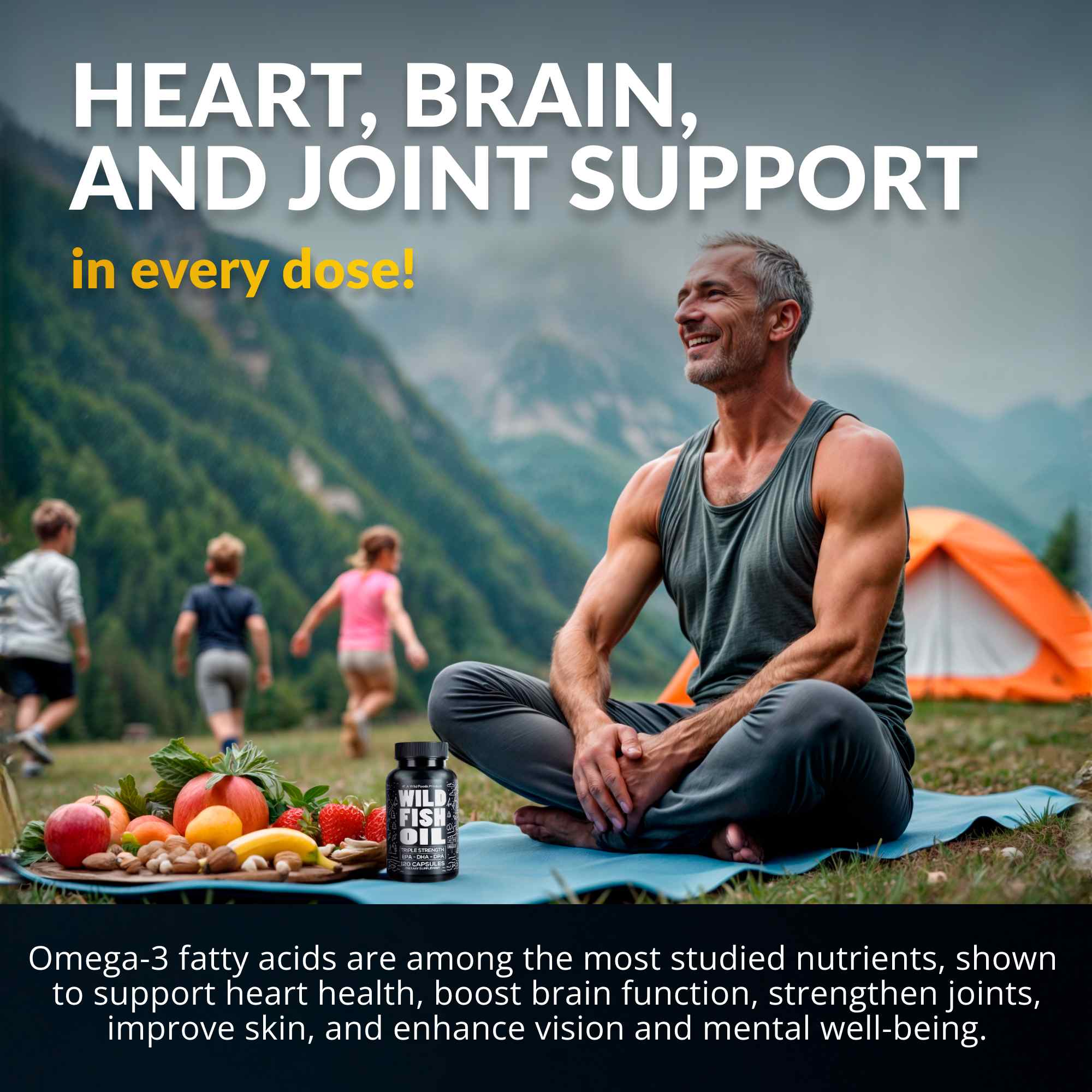 Wild Fish Oil Capsules, Omega-3 Blend, Sustainable, Pure, Third-Party Tested by Wild Foods