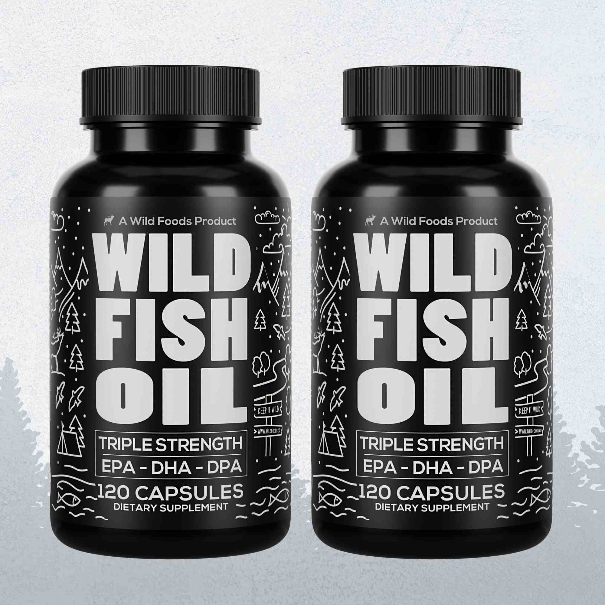 Wild Fish Oil Capsules, Omega-3 Blend, Sustainable, Pure, Third-Party Tested by Wild Foods