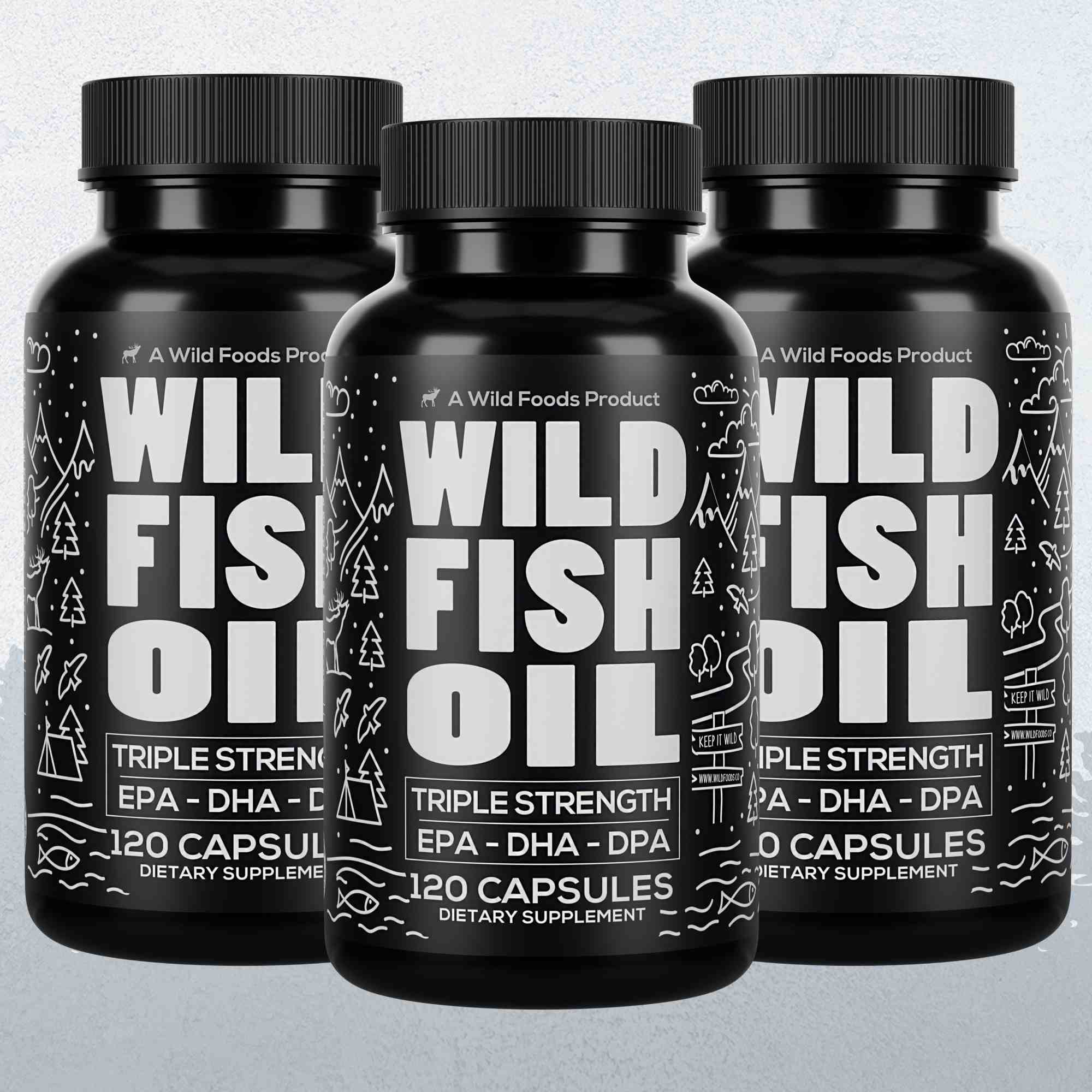 Wild Fish Oil Capsules, Omega-3 Blend, Sustainable, Pure, Third-Party Tested by Wild Foods