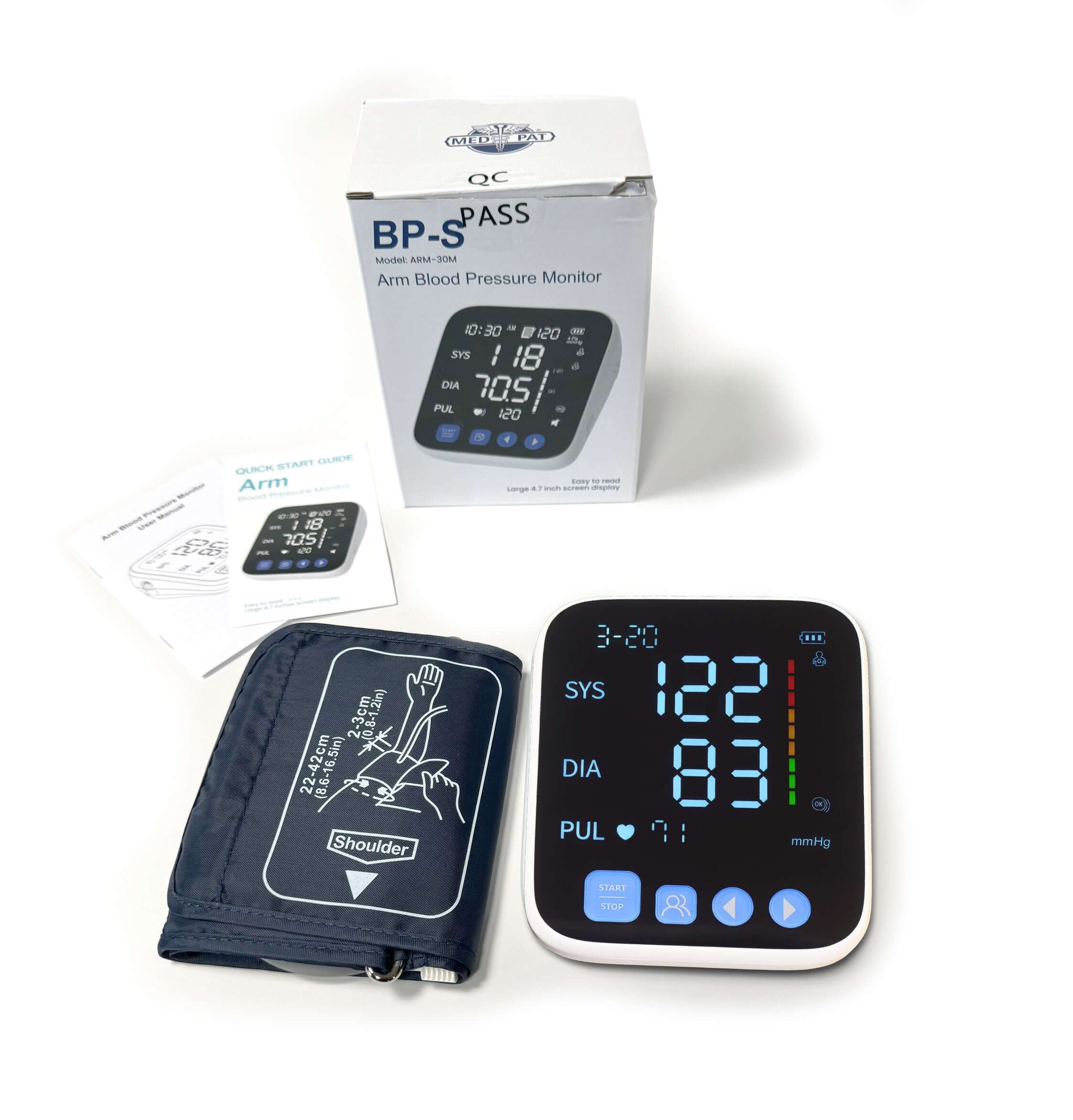 Med-Pat BP-S Arm Blood Pressure Monitor – Accurate and Reliable Home Health Device with Easy-to-Read Display and One-Touch Operation