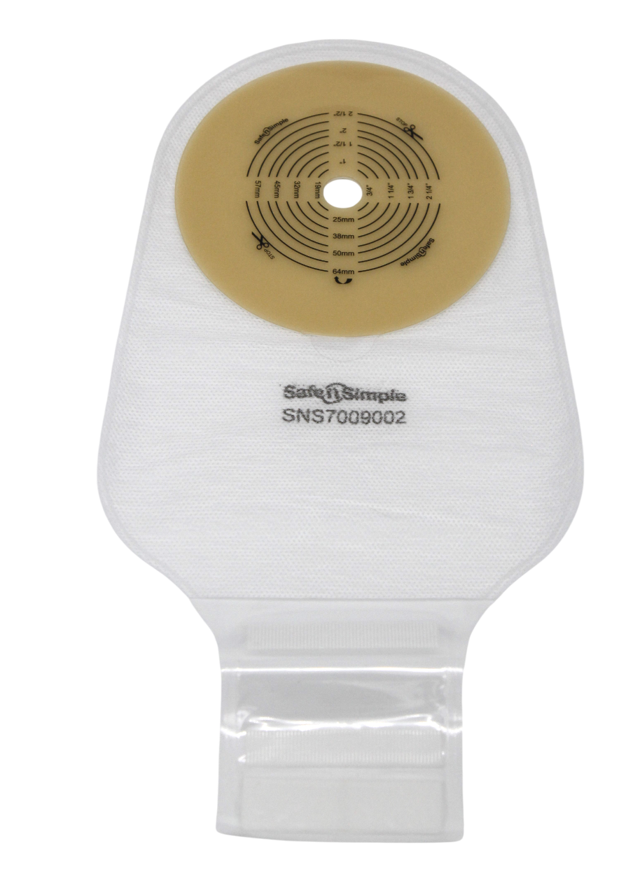 Safe N Simple 9" Drainable One Piece Pouch Standard Wear Cut to Fit Transparent with Velcro Closure (80 Count)