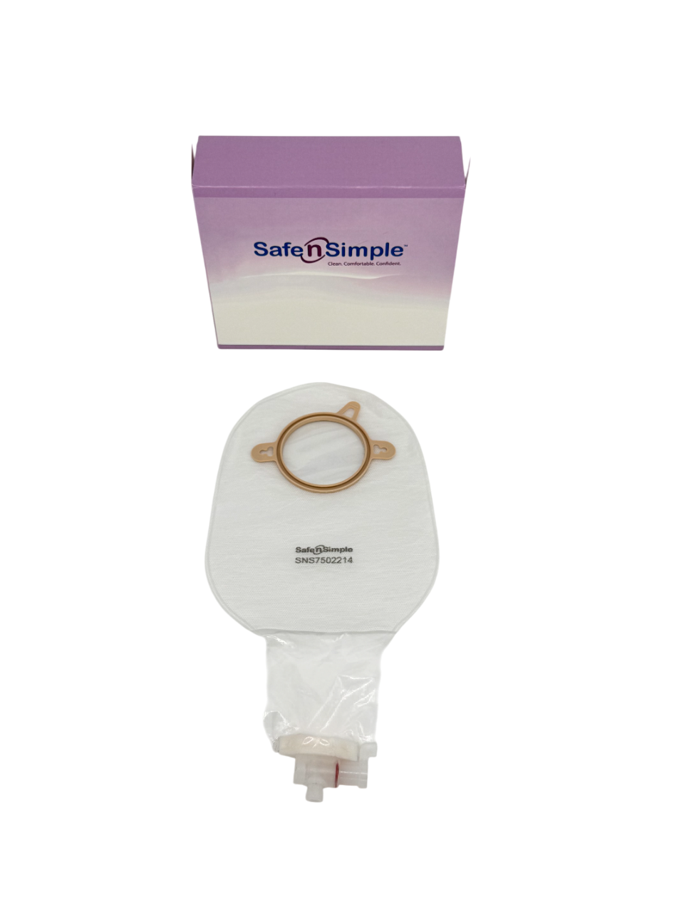 Safe N Simple 9" Urostomy 2-Piece Pouch Transparent, Flange with Valve and Belt Tabs (80 Count)