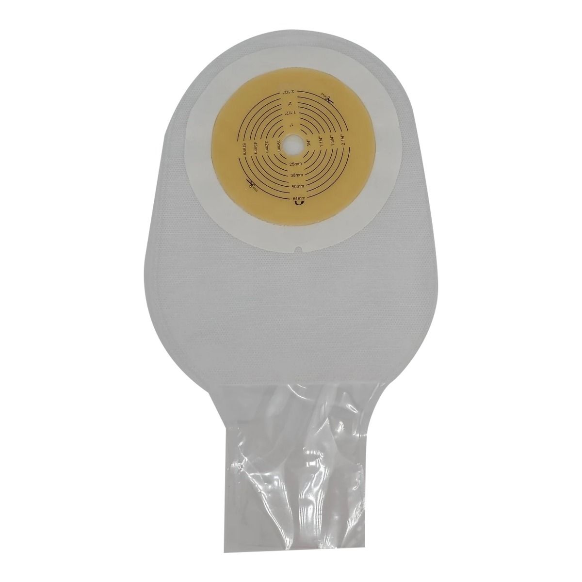 Safe N Simple 12" Drainable One Piece Pouch Standard Wear Cut-to-Fit Transparent With Tape Collar and Standard Curved Tail Closure (80 Count)