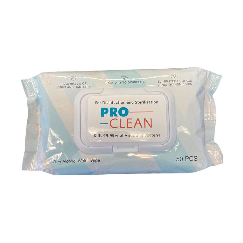ProClean חיטוי 75% אלכוהול מגבונים 50 מגבונים - 4 חבילות