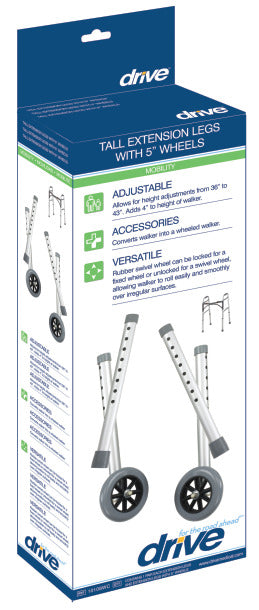 רגלי הארכה גבוהות עם גלגלים, חבילה משולבת (מוסיפה 4 אינץ')