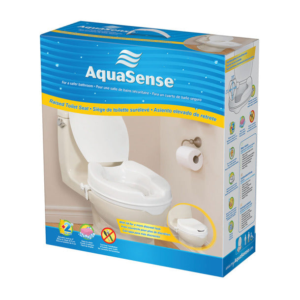 מושב אסלה מוגבה AquaSense עם מכסה