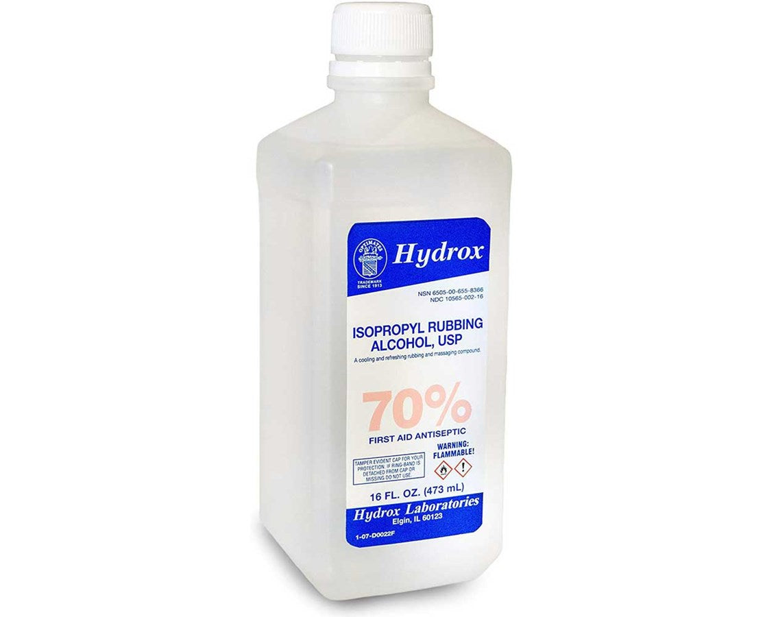 Hydrox 70% Isopropyl Rubbing Alcohol, 16 אונקיות, 12/CS