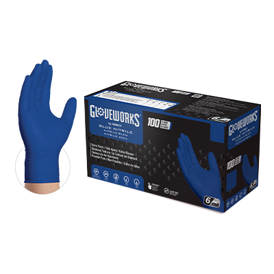 AMMEX Gloveworks כפפות תעשייתיות ללא אבקת ניטריל מרקם 1000/CS