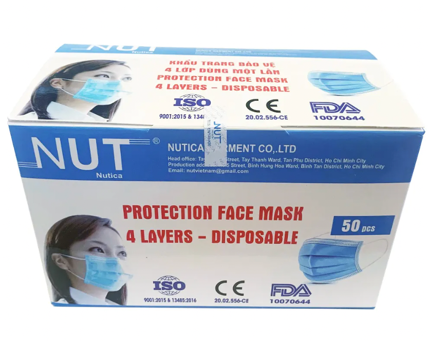 מסכות פנים 4 שכבות של Nutica (50 למארז)