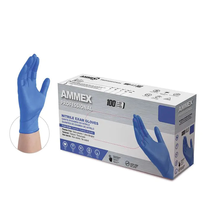 כפפות בדיקה ללא אבקת ניטריל AMMEX 1000/CS