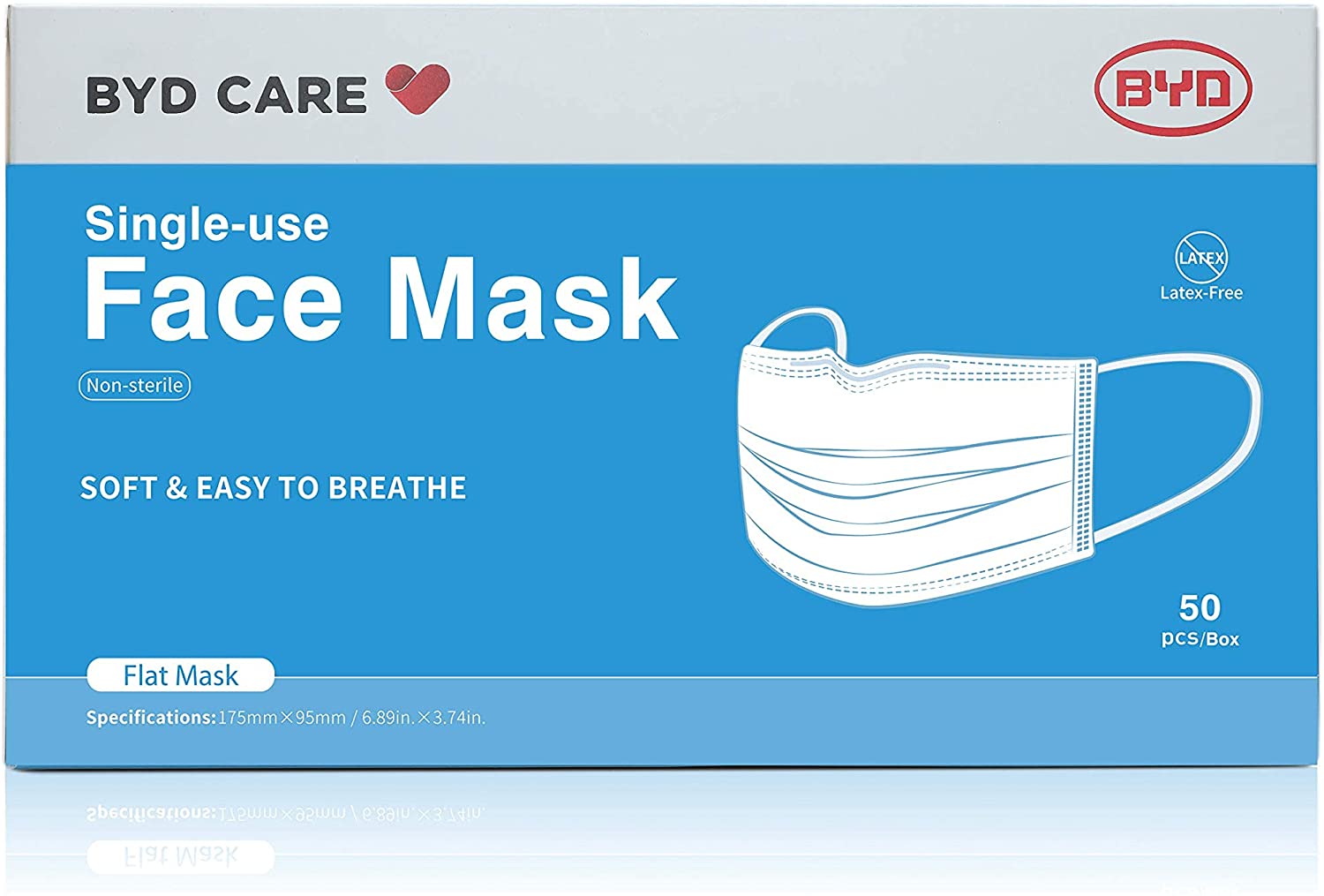 BYD CARE Single Use Surgical Disposable 3-Ply Mask - One Source Medical Supplies