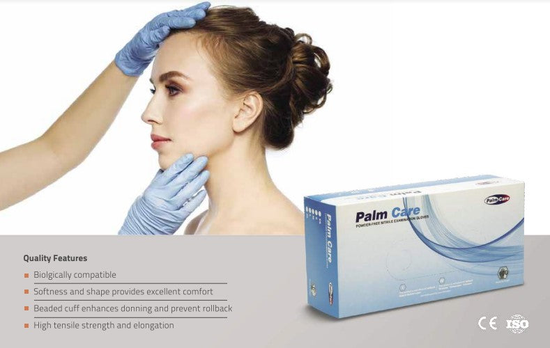 Palm Care Powder-Free Nitrile Examination Gloves - Case of 1,000 - One Source Medical Supplies