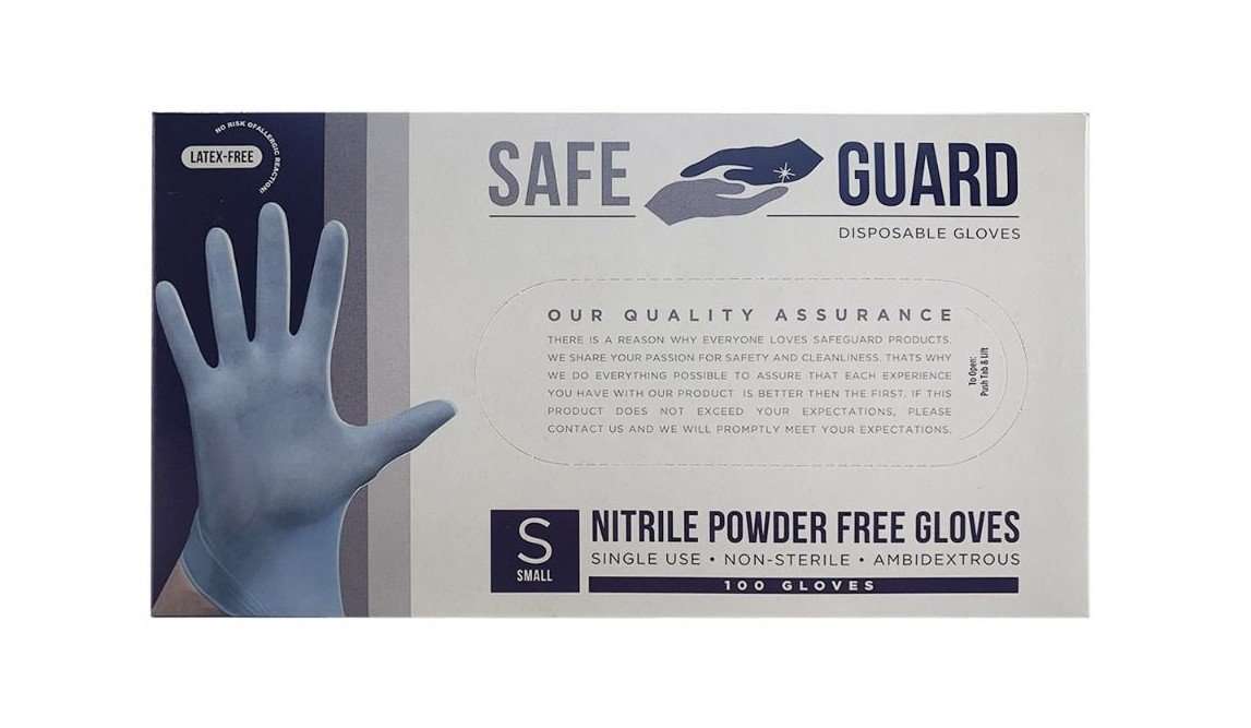 Safe Guard Powder Free Nitrile Gloves(Box of 100) - One Source Medical Supplies