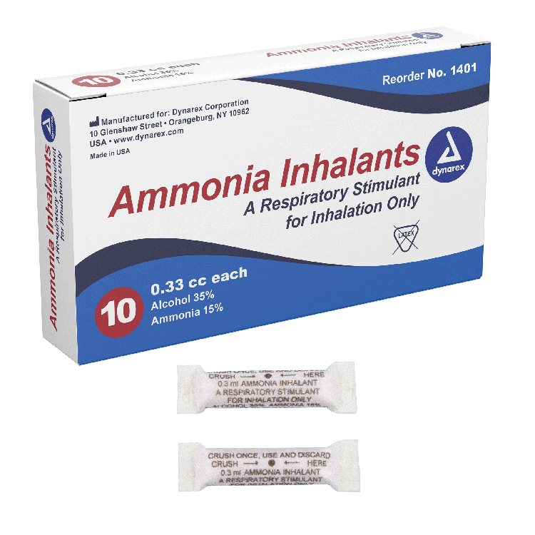 Dynarex Ammonia Inhalants (Ampule), 0.33cc, 10ea/bx, 50bxs/case (500 Count)