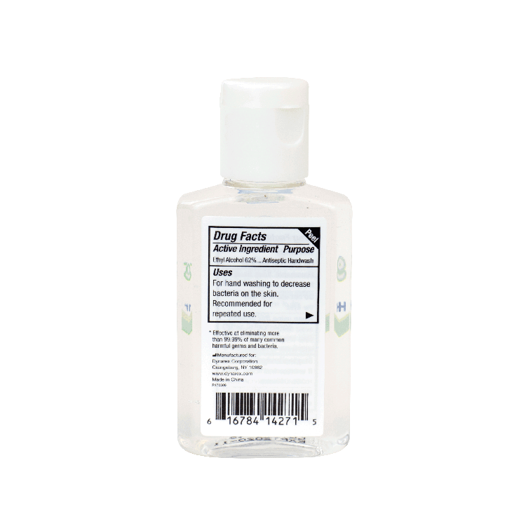 Dynarex Instant Hand Sanitizer, 1 oz. Square Bottles, 24bot/bx, 6bxs/case (144 Count)