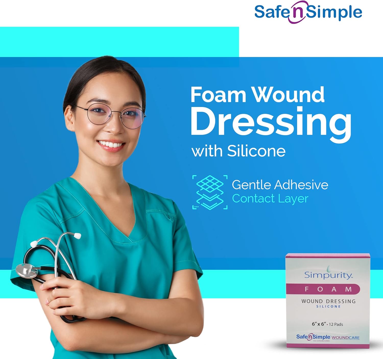 Safe N Simple Simpurity Silicone Foam Wound Dressing (192 Count)