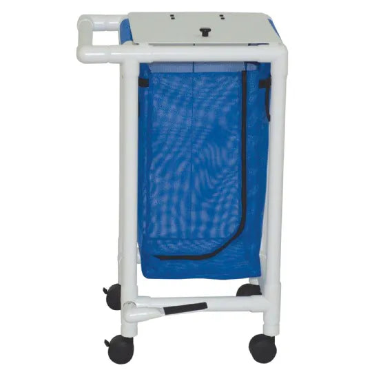 MJM International 214-S-FP Single hamper with mesh bag (23 gallon capacity), 3" twin casters, zipper opening, push/pull handle & footpedal