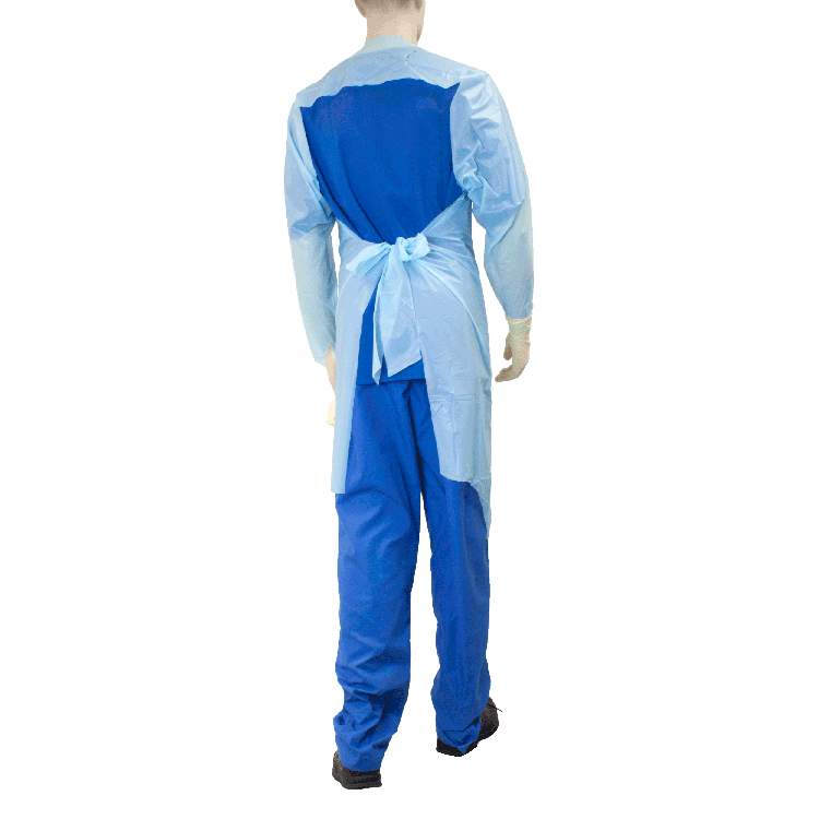 Dynarex CPE Thumb Loop Isolation Gown, Blue - 15ea/bx, 5bxs/case (75 Count)