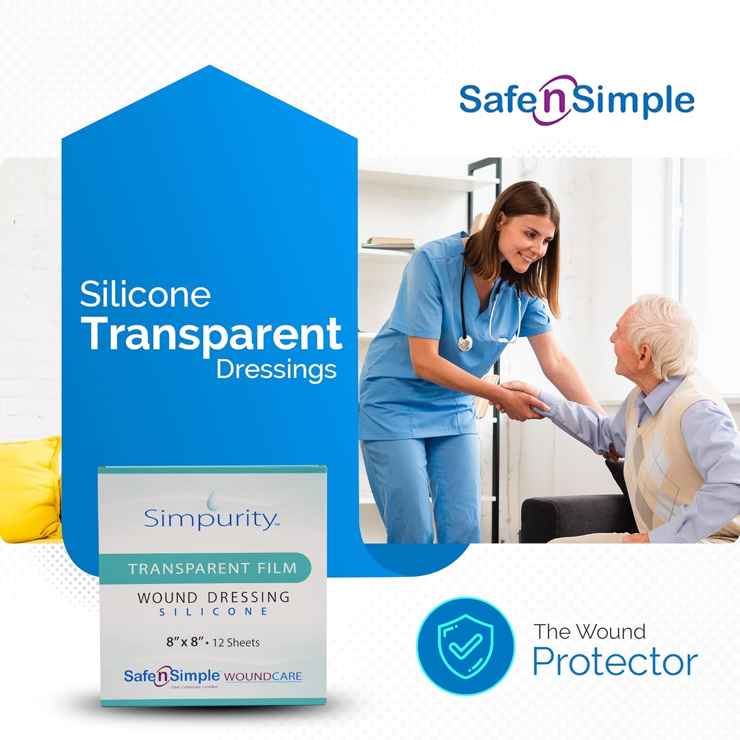 Safe N Simple Simpurity IV Derm Transparent Silicone Film Dressing, 2" x 3" (192 Count)