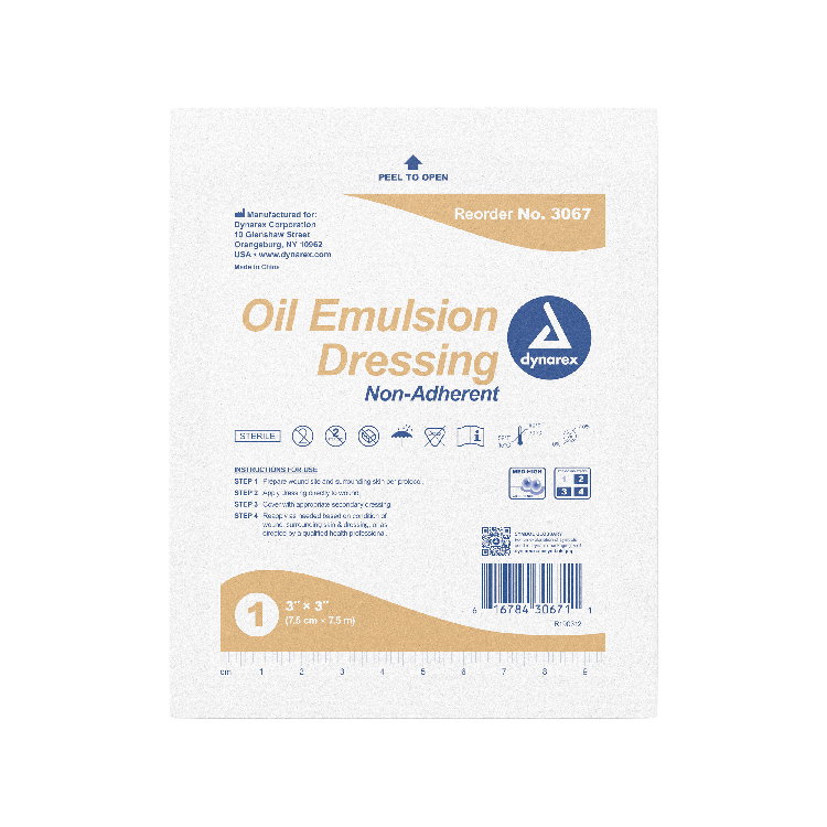 Dynarex Oil Emulsion Dressing, 3" x 3", 50ea/bx 4bxs/cs (100 Count)