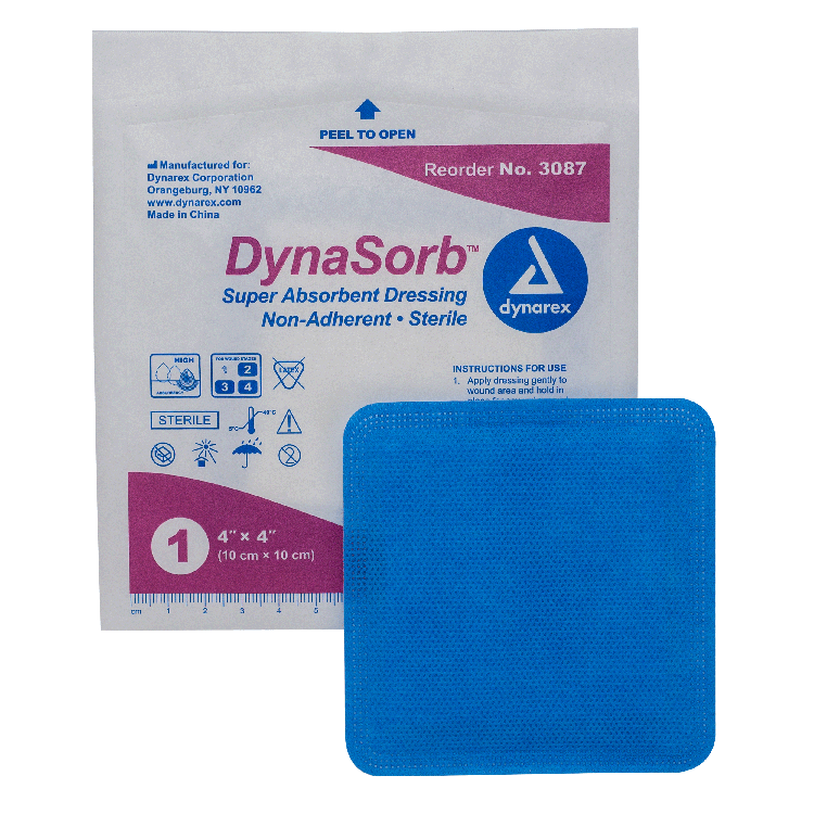 Dynarex DynaSorb - Super Absorbent Dressing, Non-Adhering, 10ea/bx, 12bxs/cs (120 Count)