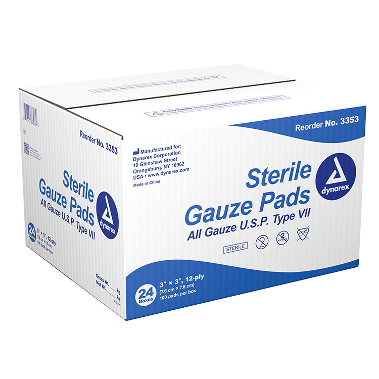 Dynarex Sterile Gauze Pads 1's - 12 Ply, 100ea/bx
