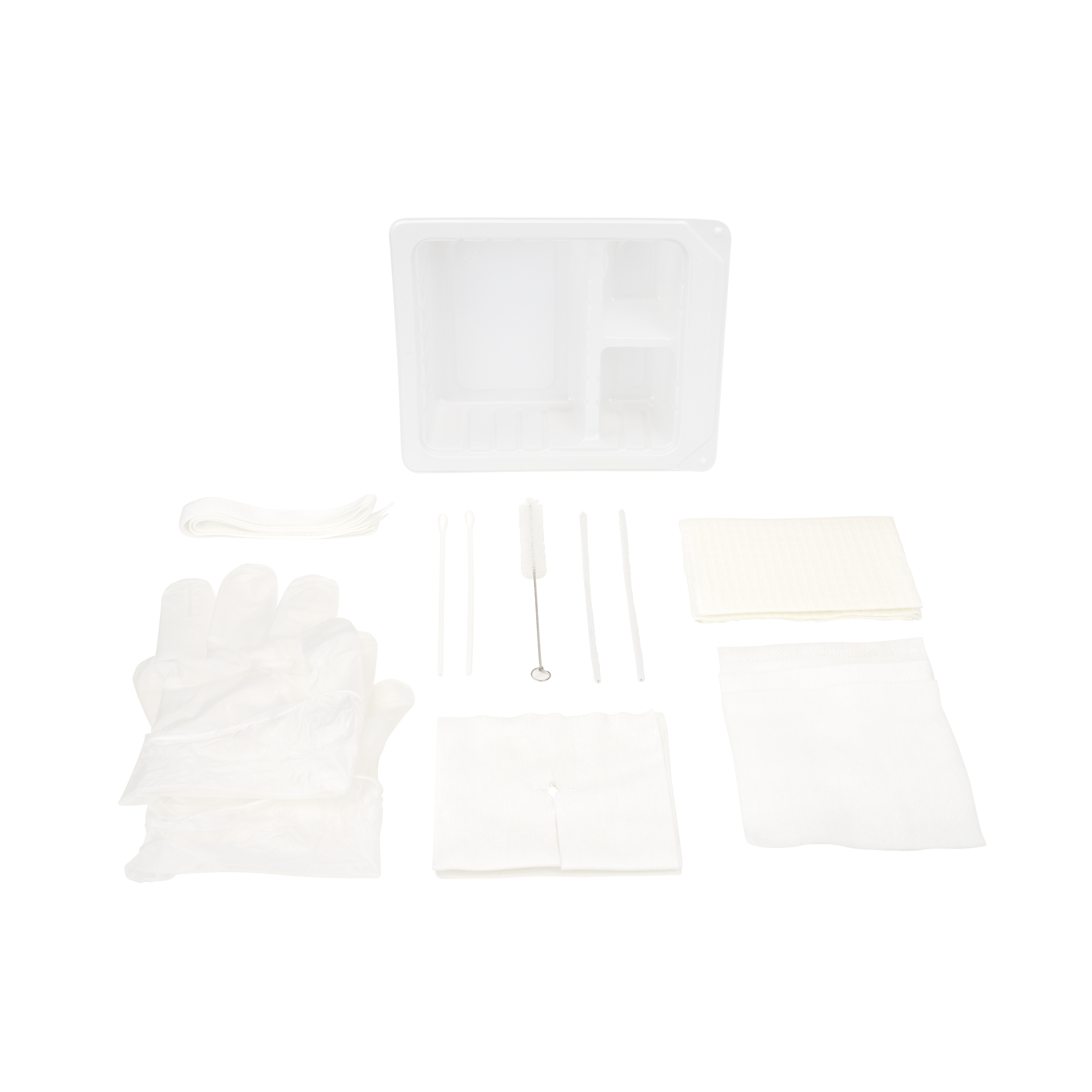 Dynarex Tracheostomy Care Kit - Three Compartment Tray with Vinyl Gloves (20 Count)