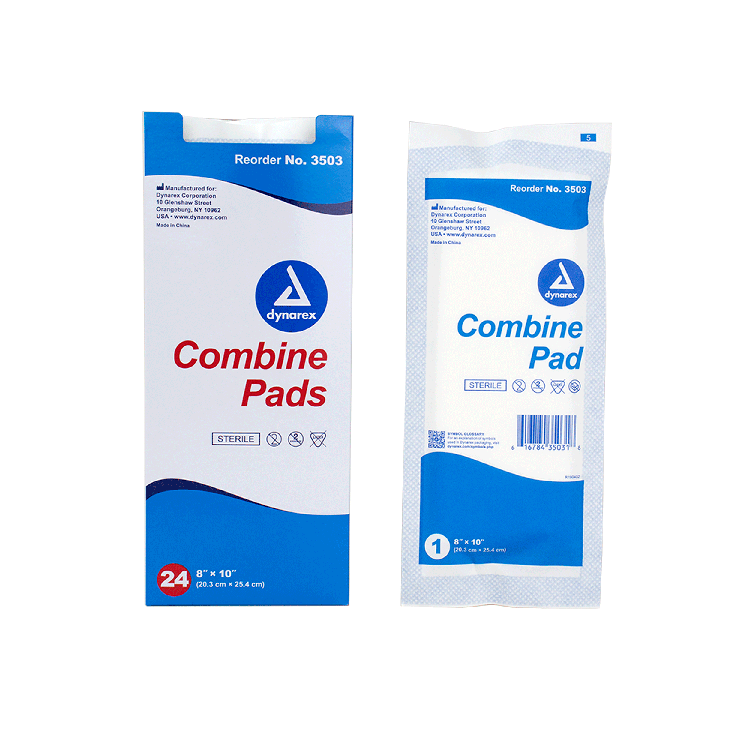 Dynarex Combine Pads 1/pouch - Sterile, 8" x 10" 24ea/bx, 15bxs/cs (360 Count)