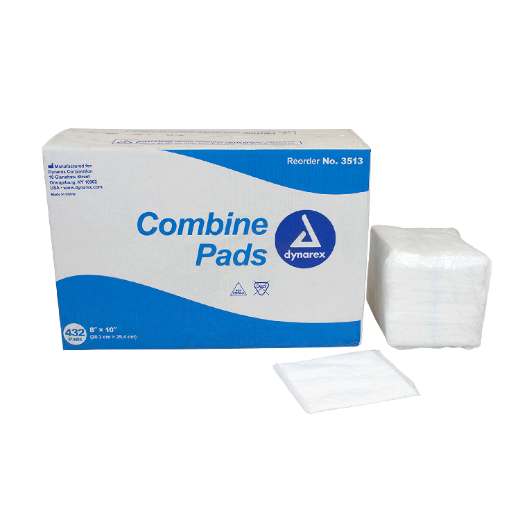 Dynarex Combine Pads - Non-Sterile, 8" x 10", Bulk (432 Count)
