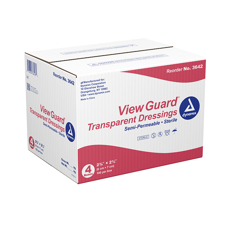 Dynarex View Guard Transparent Dressings - Sterile, 2 3/8" x 2 3/4" - 100ea/bx, 4bxs/cs (400 Count)