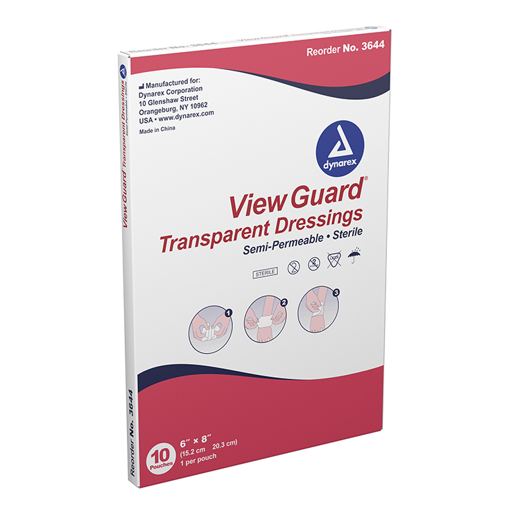 Dynarex View Guard Transparent Dressings - Sterile, 6" x 8" - 10ea/bx, 8bxs/cs (80 Count)