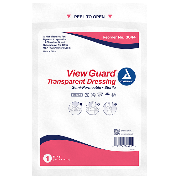 Dynarex View Guard Transparent Dressings - Sterile, 6" x 8" - 10ea/bx, 8bxs/cs (80 Count)
