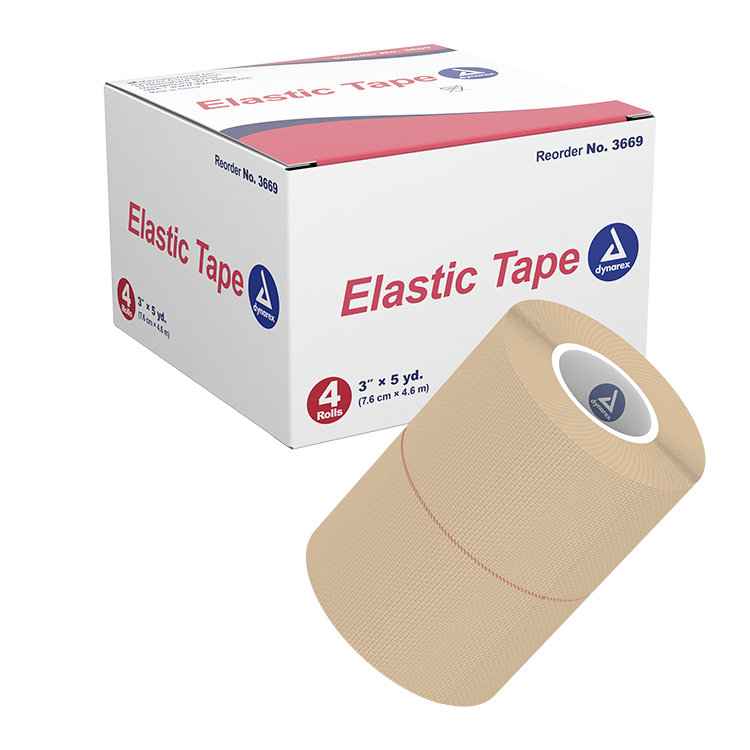 Dynarex Elastic Tape, 3" x 5 yd - 4ea/bx, 12bxs/cs (48 Count)