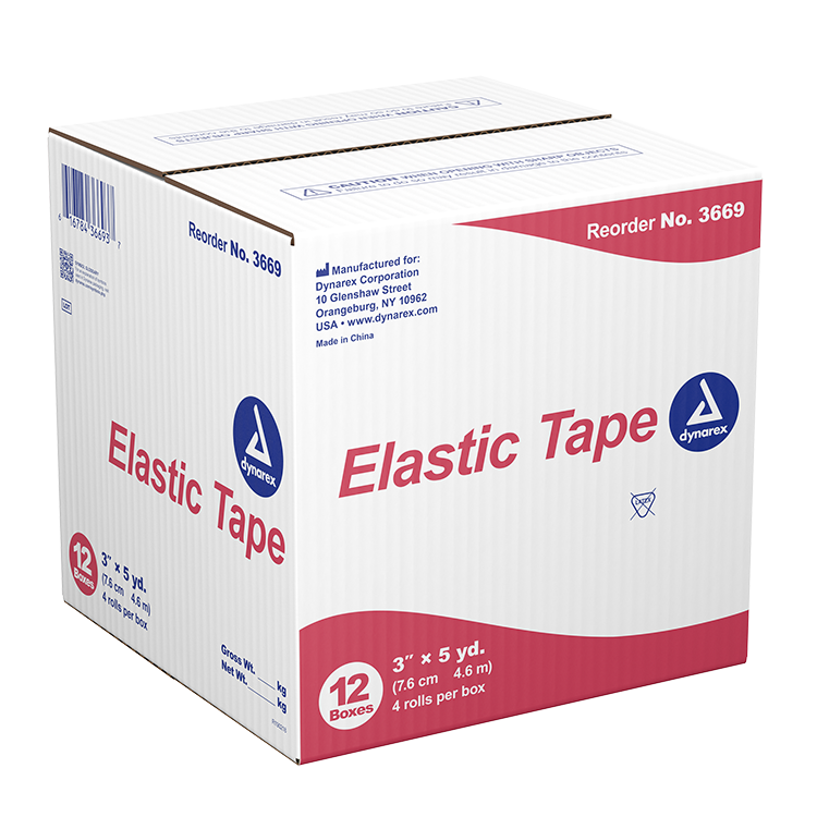 Dynarex Elastic Tape, 3" x 5 yd - 4ea/bx, 12bxs/cs (48 Count)