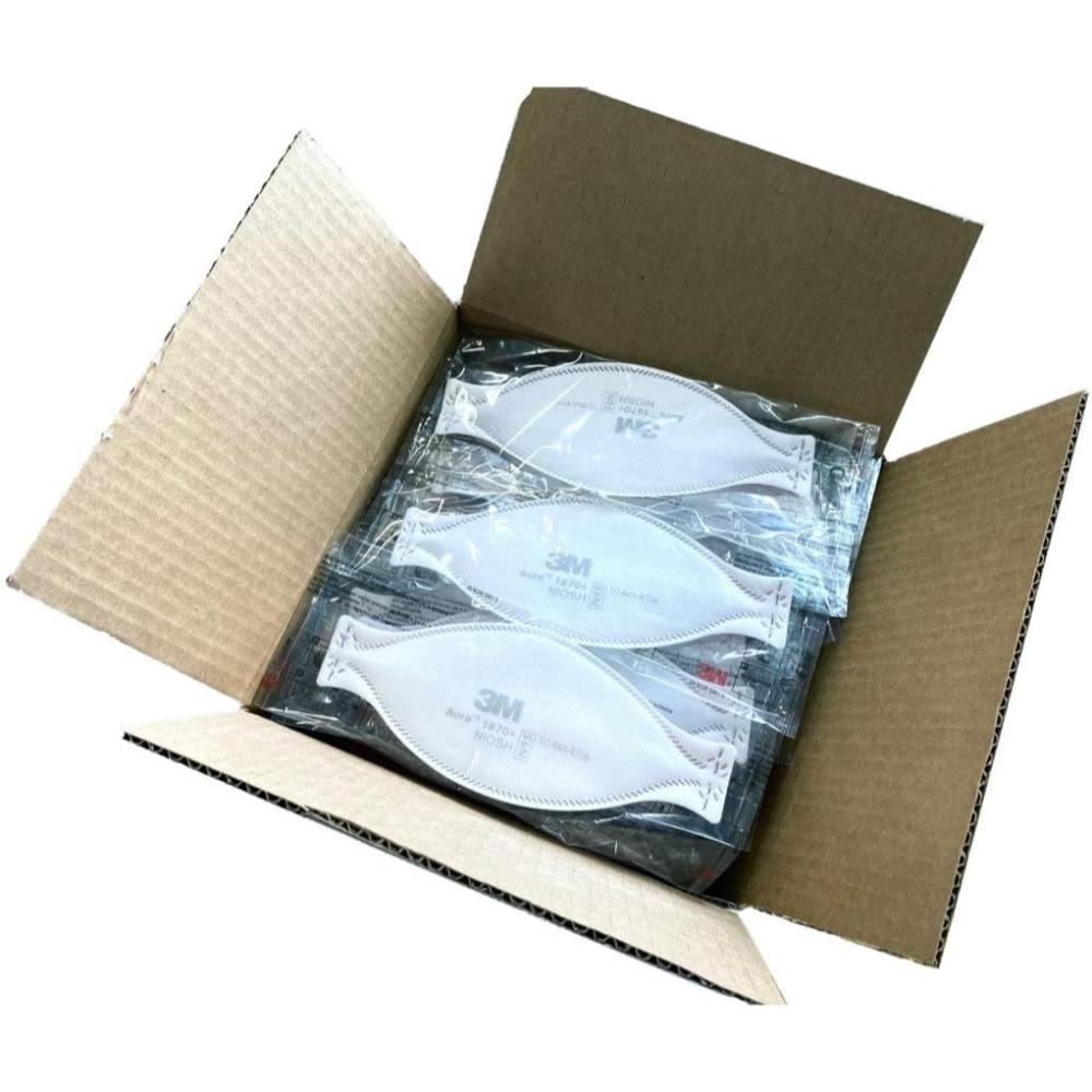 3M 440pcs Aura 1870+ Particulate Respirator N95 Face Mask, Regular Size, Individually wrapped & Flat Fold