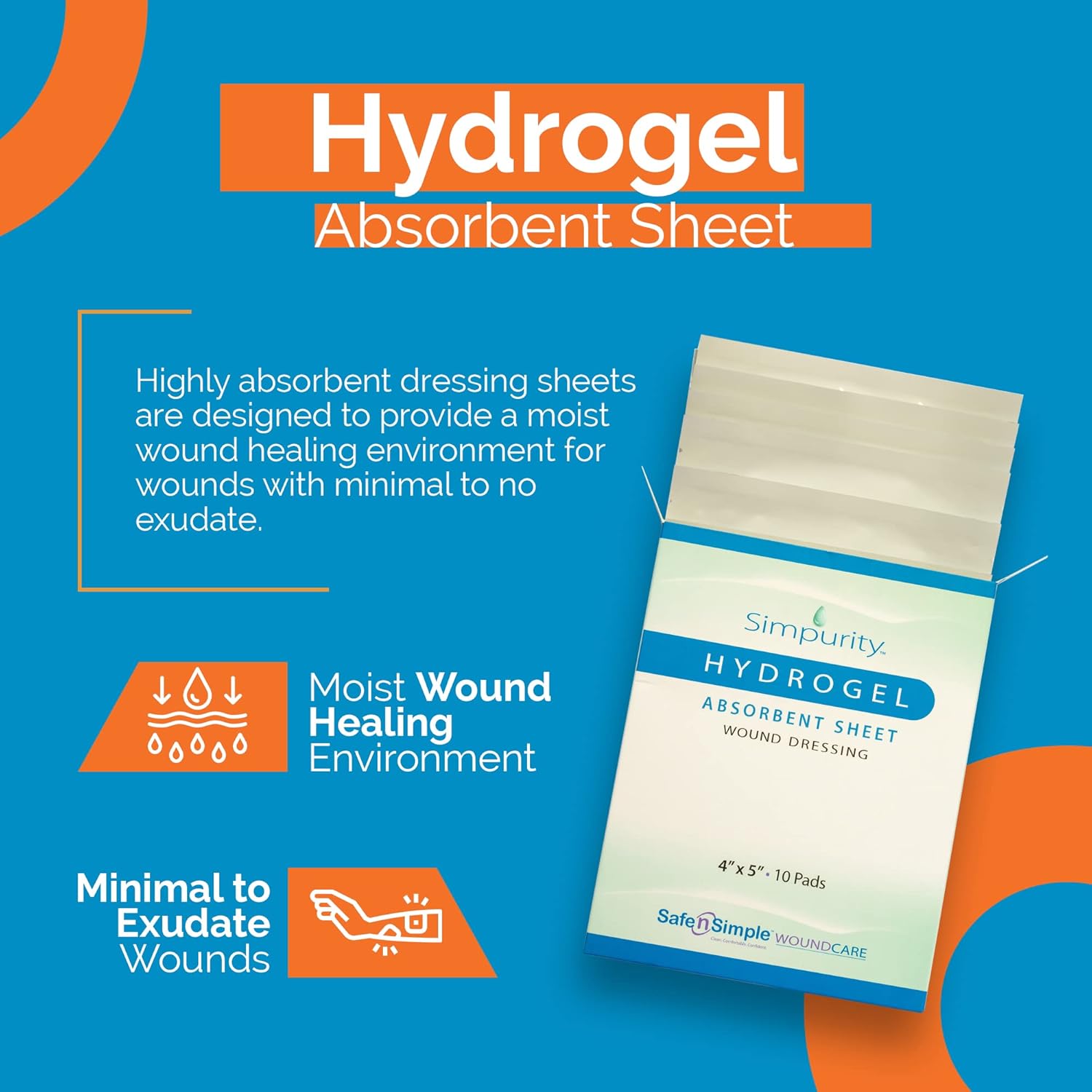 Safe N Simple Simpurity Hydrogel Absorbent Sheet Wound Dressing